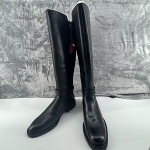 NWT Vince Camuto Amabel Black Leather Water Resistant Riding Boots Womens 8.5